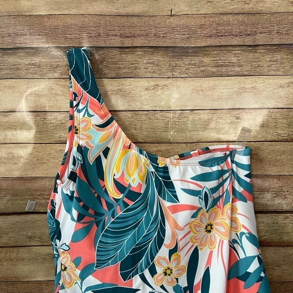 Jantzen Women’s Rainforest One Shoulder One Piece Floral Swimsuit Size: 16 - Picture 10 of 12